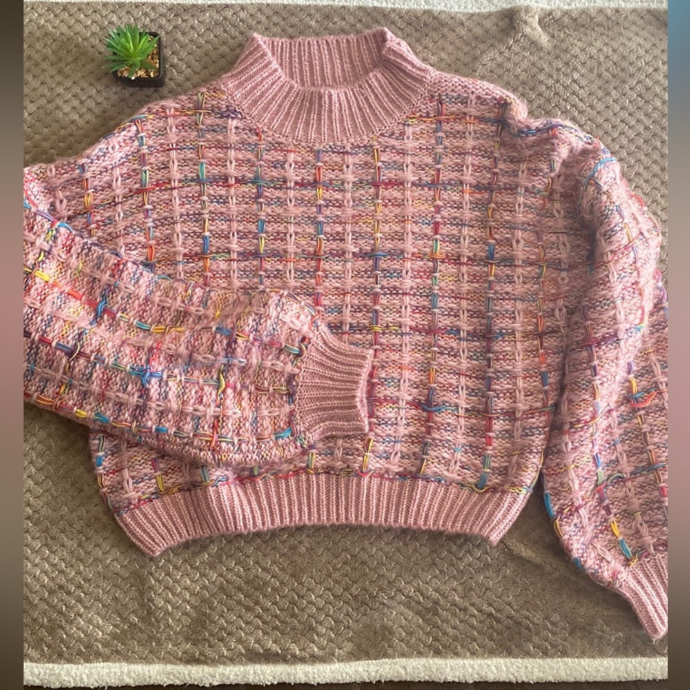 Pink Balloon Sleeve Sweater